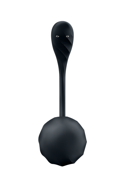 Виброяйцо Satisfyer Ribbed Petal с пультом ДУ, черное, 7,8 см