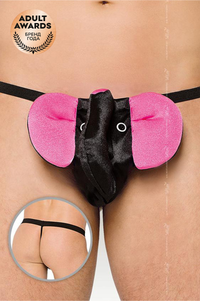 Стринги мужские Слоник, черные, S/L