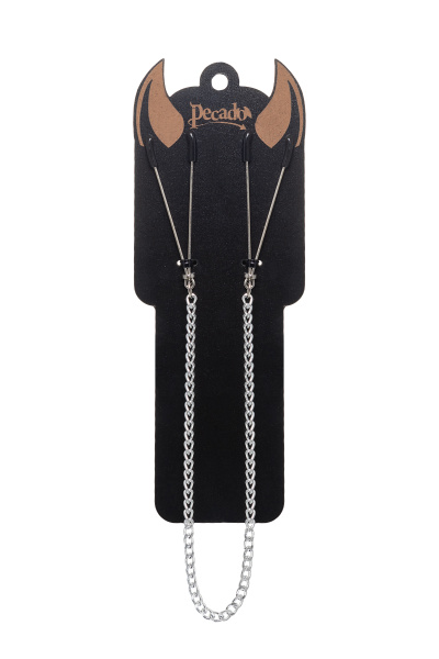 Зажимы на соски «вилки» на цепочке Pecado BDSM, 