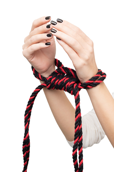Наручники-оковы из хлопковой веревки ""Узел-Альфа"", Pecado BDSM черно-красные, 3,3 м