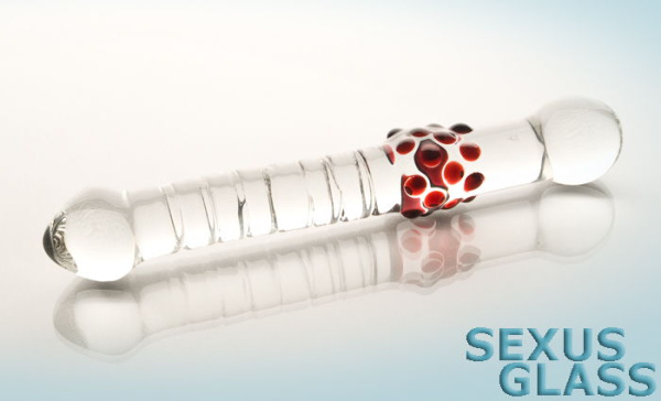 Двусторонний фаллоимитатор Sexus Glass, стекло, прозрачный, 22 см